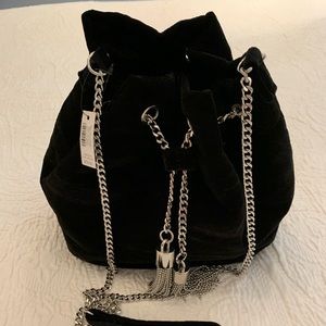 White House black market black velvet evening bag